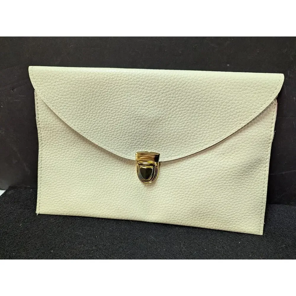 Vegan Pebbled Leather Conververtible Clutch Purse Shoulder Bag gold chain clasp